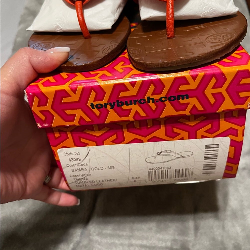 Tory Burch orange sandals size 6
